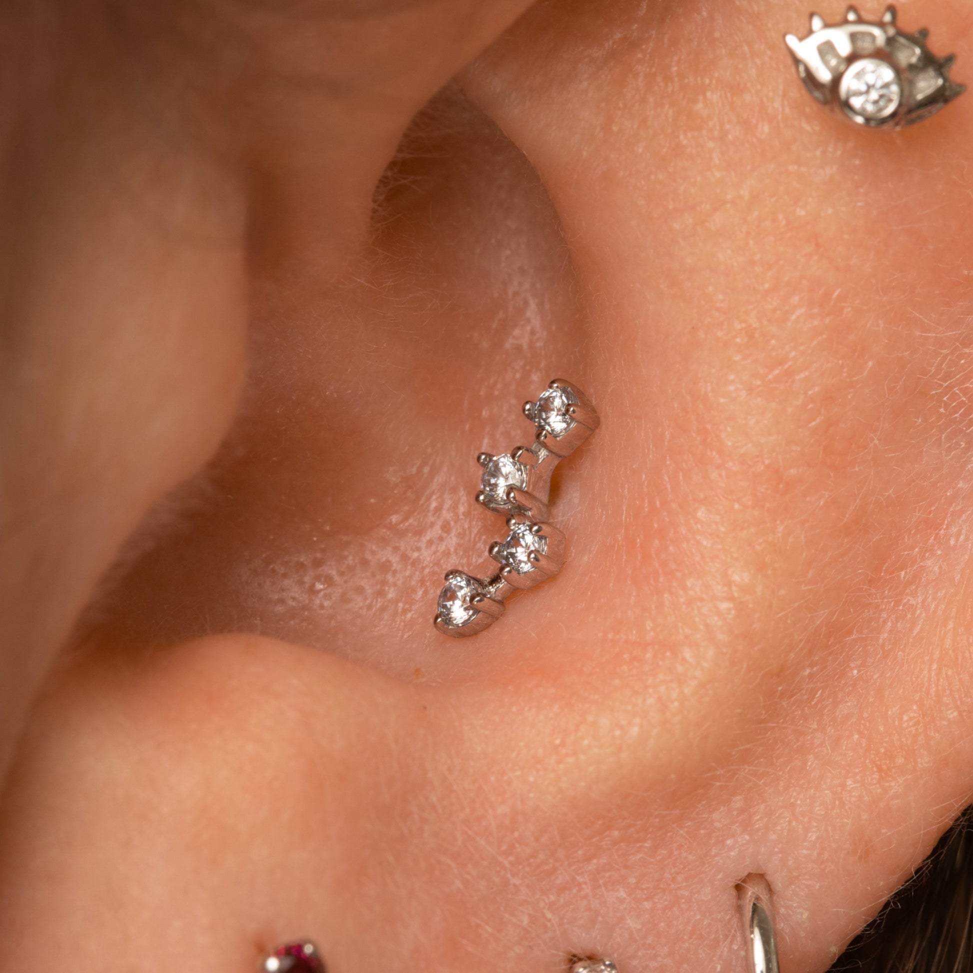 astrid miyu The starlight stacking set - 9k solid white gold flat back labret stud earring set Stacking Sets Laura Bond