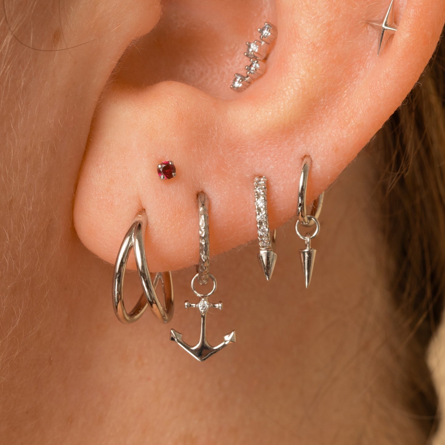 astrid miyu 9k solid white gold tiny spike earring charm Chains and Charms Laura Bond