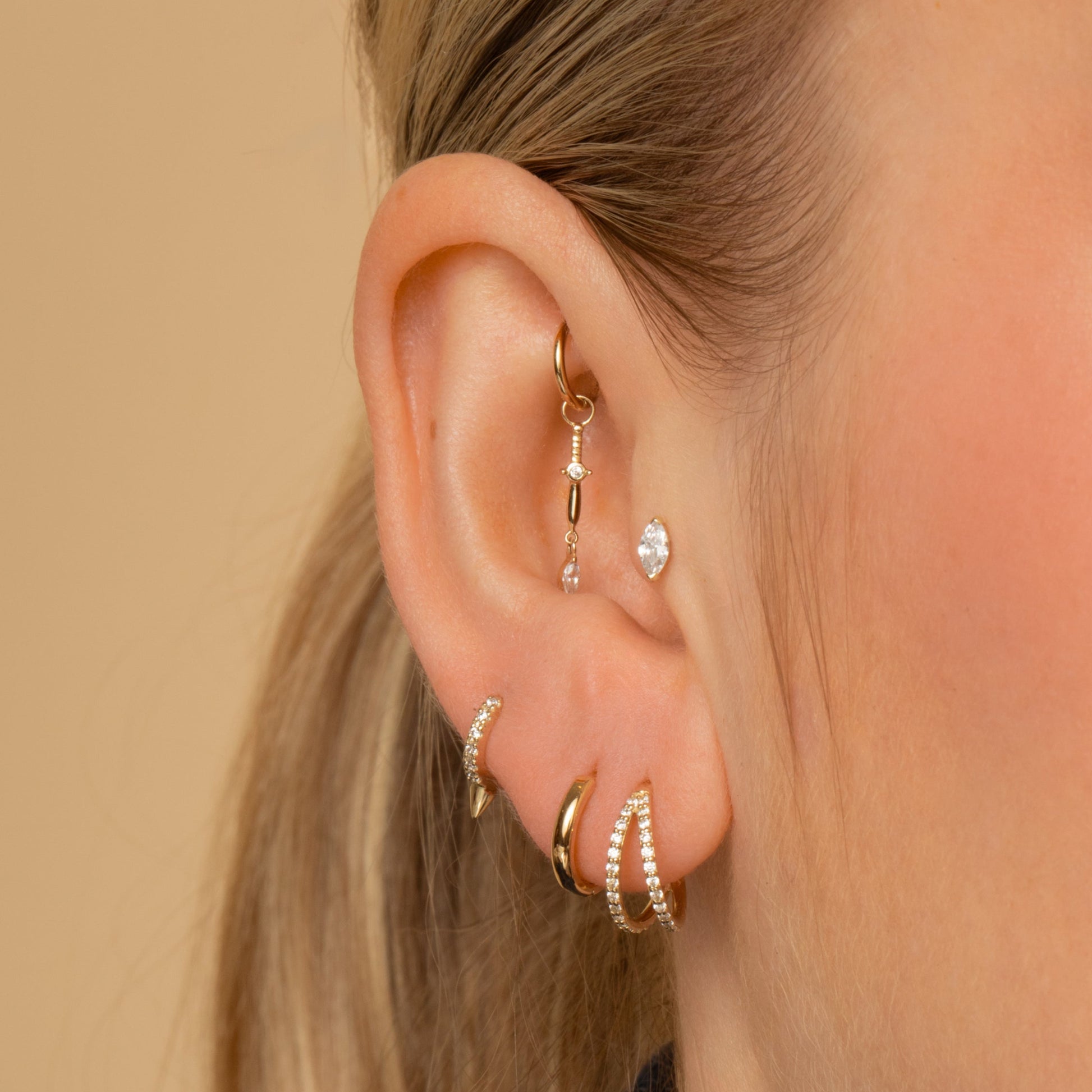 astrid miyu 9k solid yellow gold Dagger marquise drop earring charm Chains and Charms Laura Bond