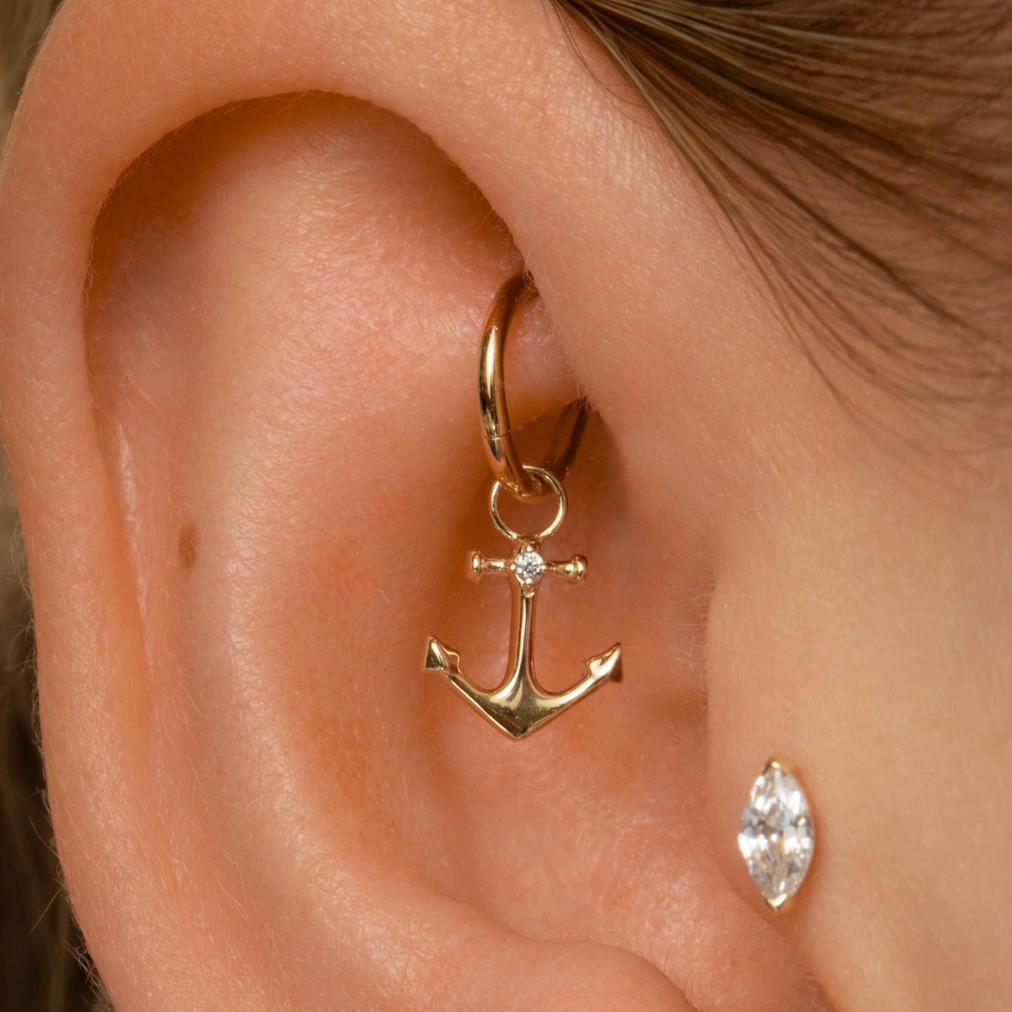 astrid miyu 9k solid yellow gold Anchor earring charm Chains and Charms Laura Bond