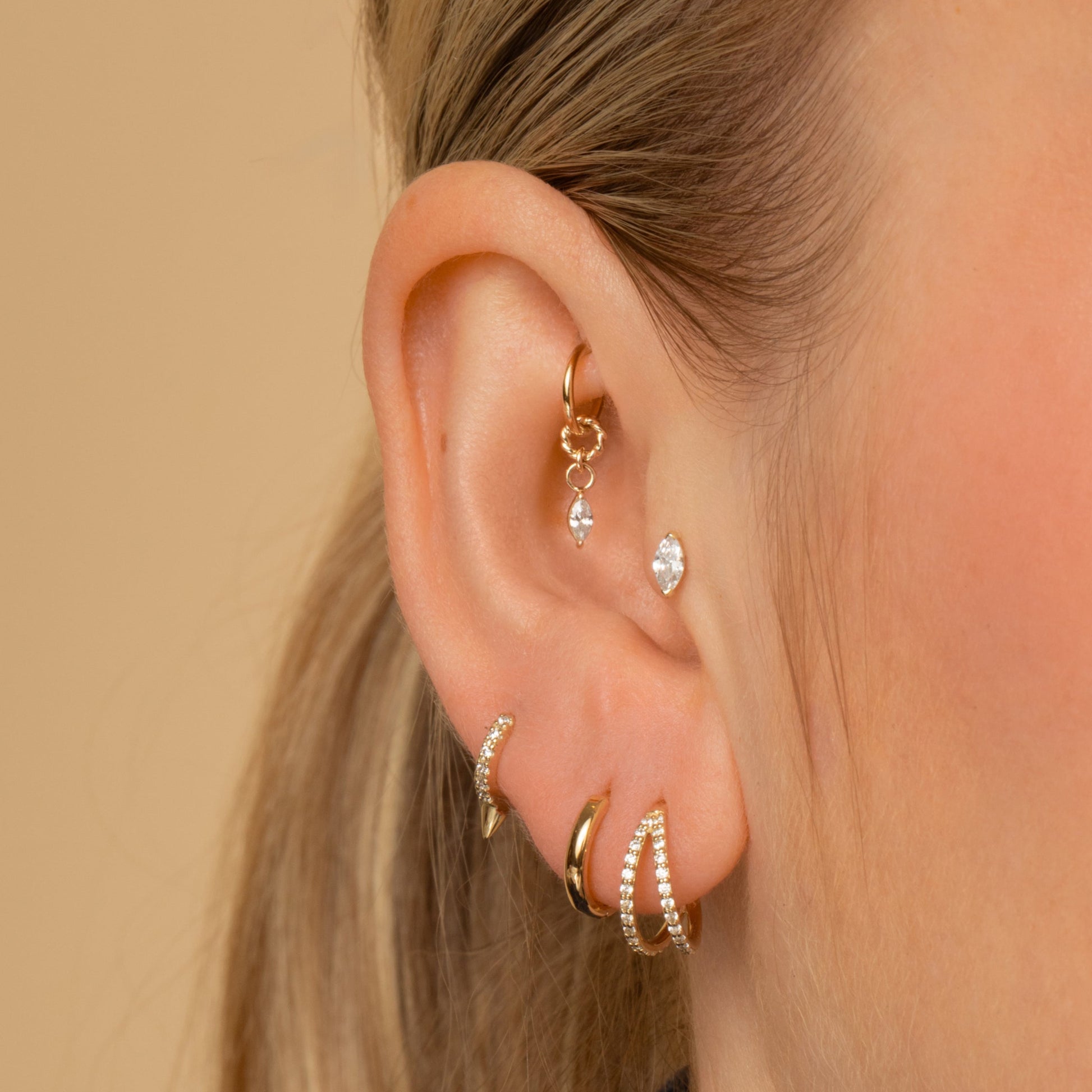 astrid miyu 9k solid yellow gold twisted Cressida earring charm Chains and Charms Laura Bond