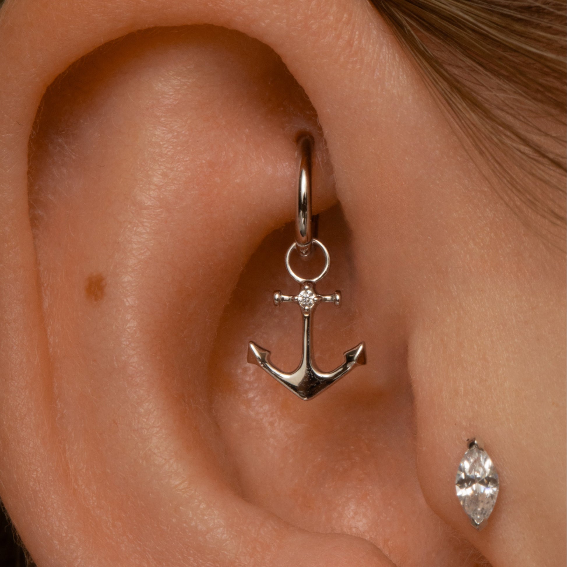 astrid miyu 9k solid white gold Anchor earring charm Chains and Charms Laura Bond