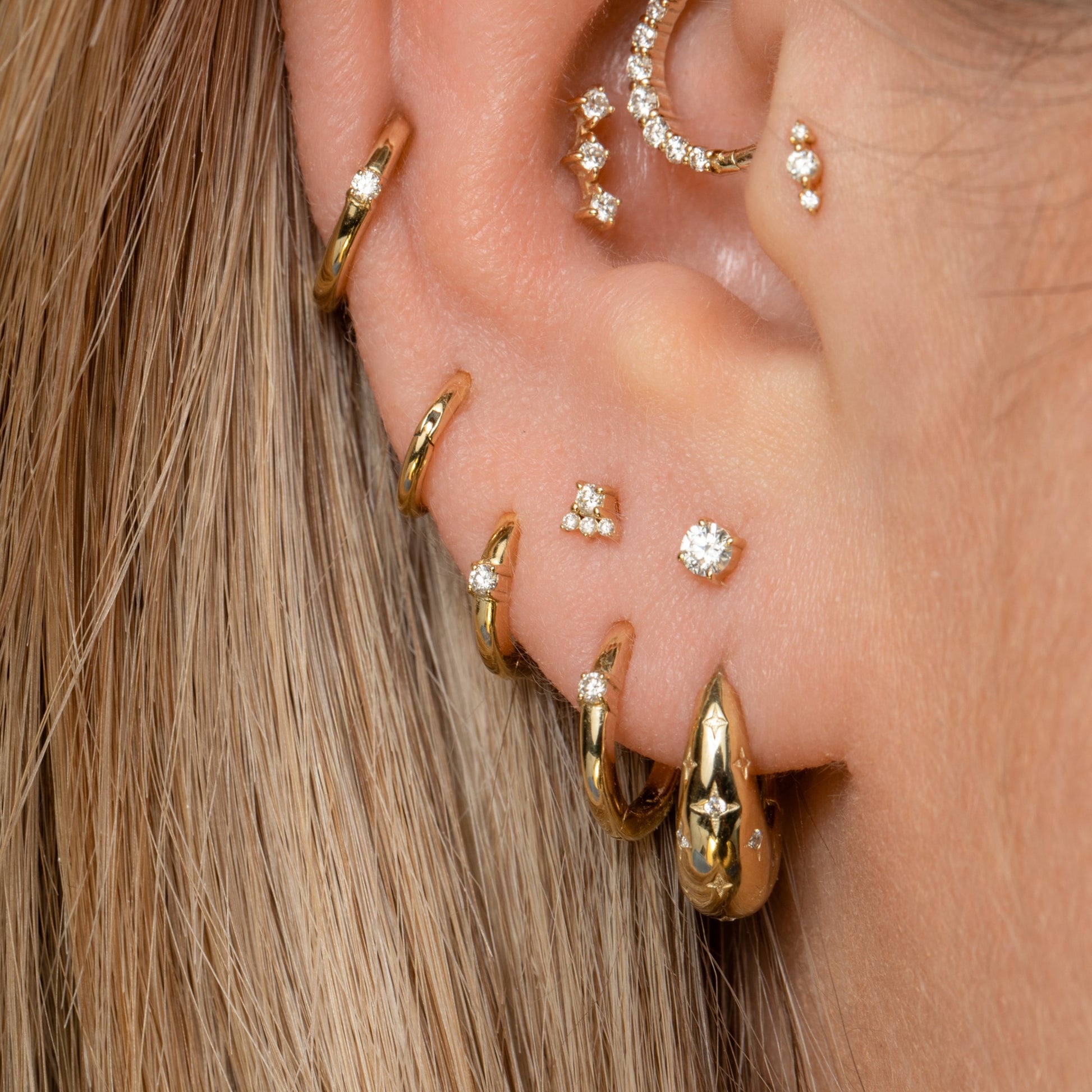 Diamonds by Laura Bond - 14k solid yellow gold single diamond flat back labret stud earring Cartilage Studs Laura Bond Maria Tash astrid miyu