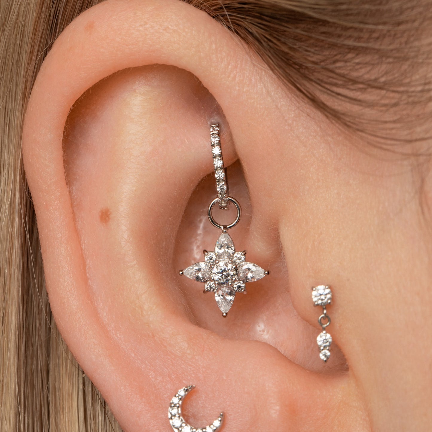 astrid miyu 9k solid white gold Guiding Light earring charm Chains and Charms Laura Bond