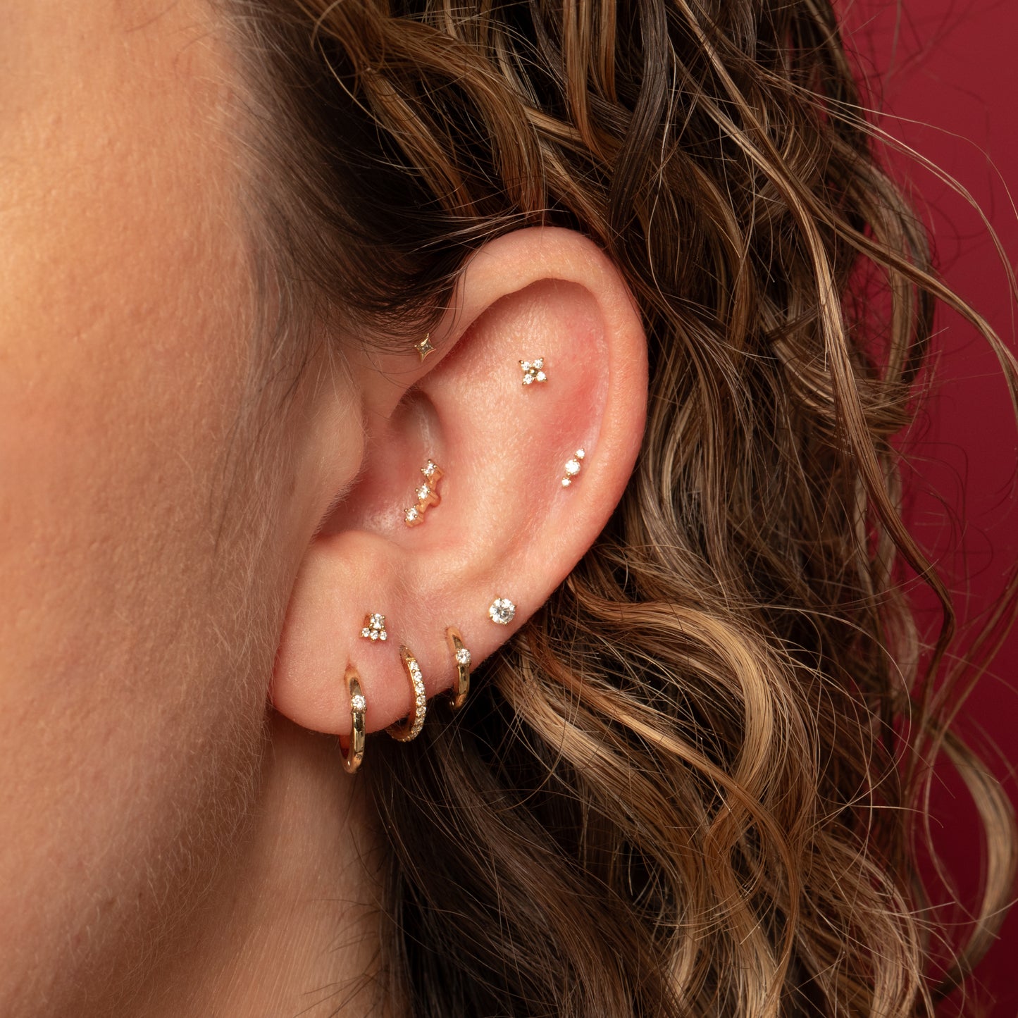 astrid miyu Diamonds by Laura Bond - 14k solid yellow gold diamond huggie hoop 8mm Huggies and Hoops Laura Bond