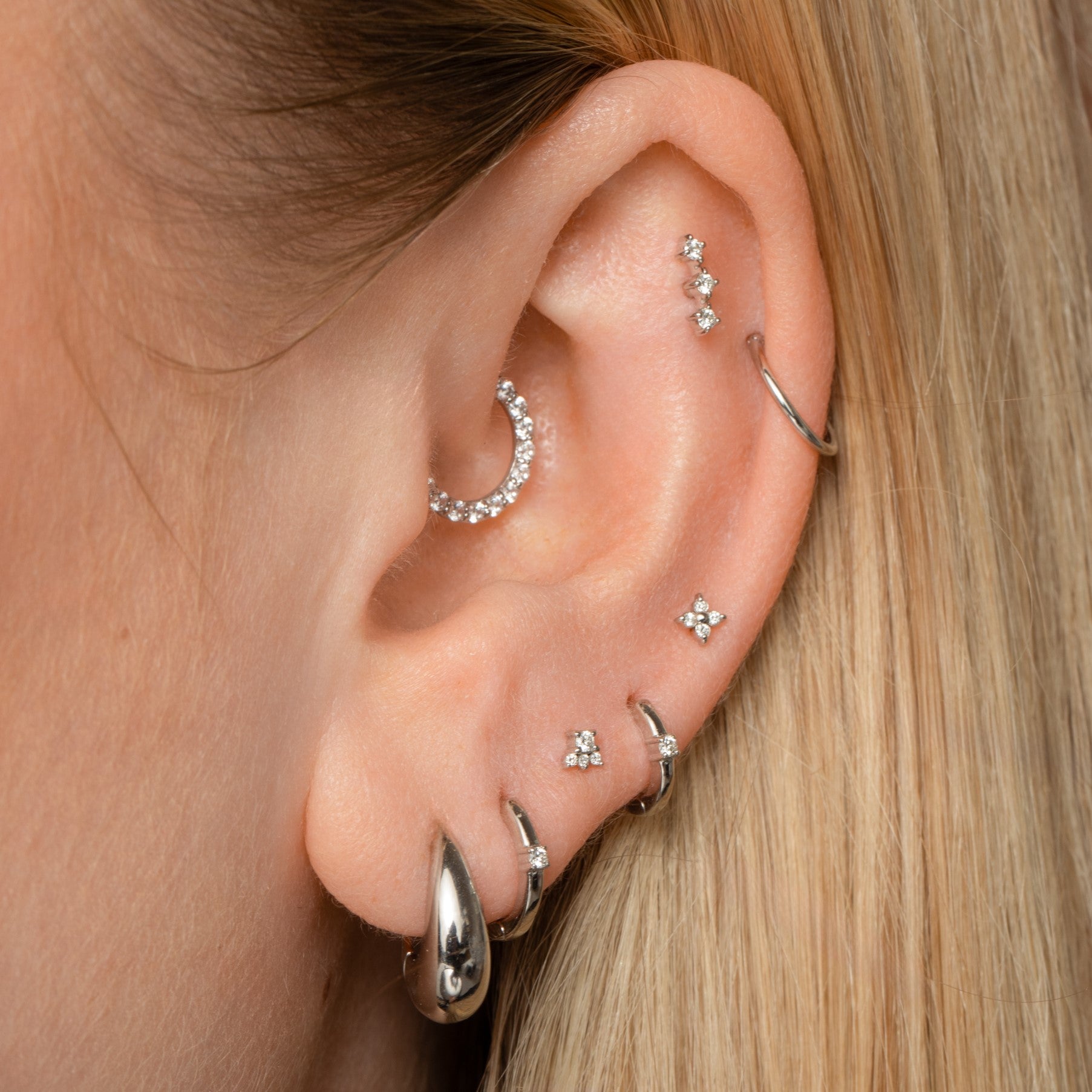 Diamonds by Laura Bond - 14k solid white gold Elsie flat back labret stud earring Cartilage Studs Laura Bond Maria Tash astrid miyu