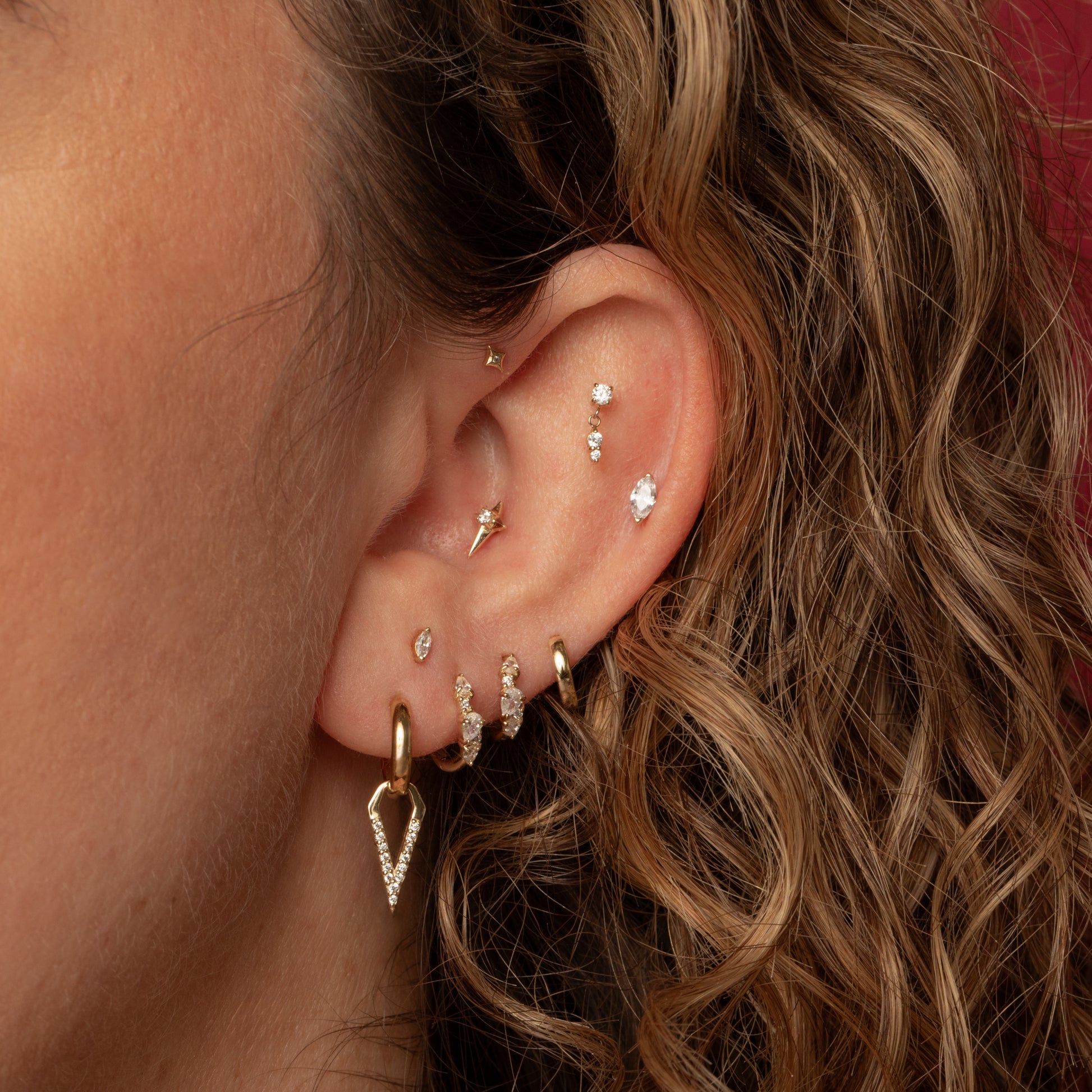 astrid miyu 9k solid yellow gold Eclipta star flat back labret stud earring Cartilage Studs Laura Bond