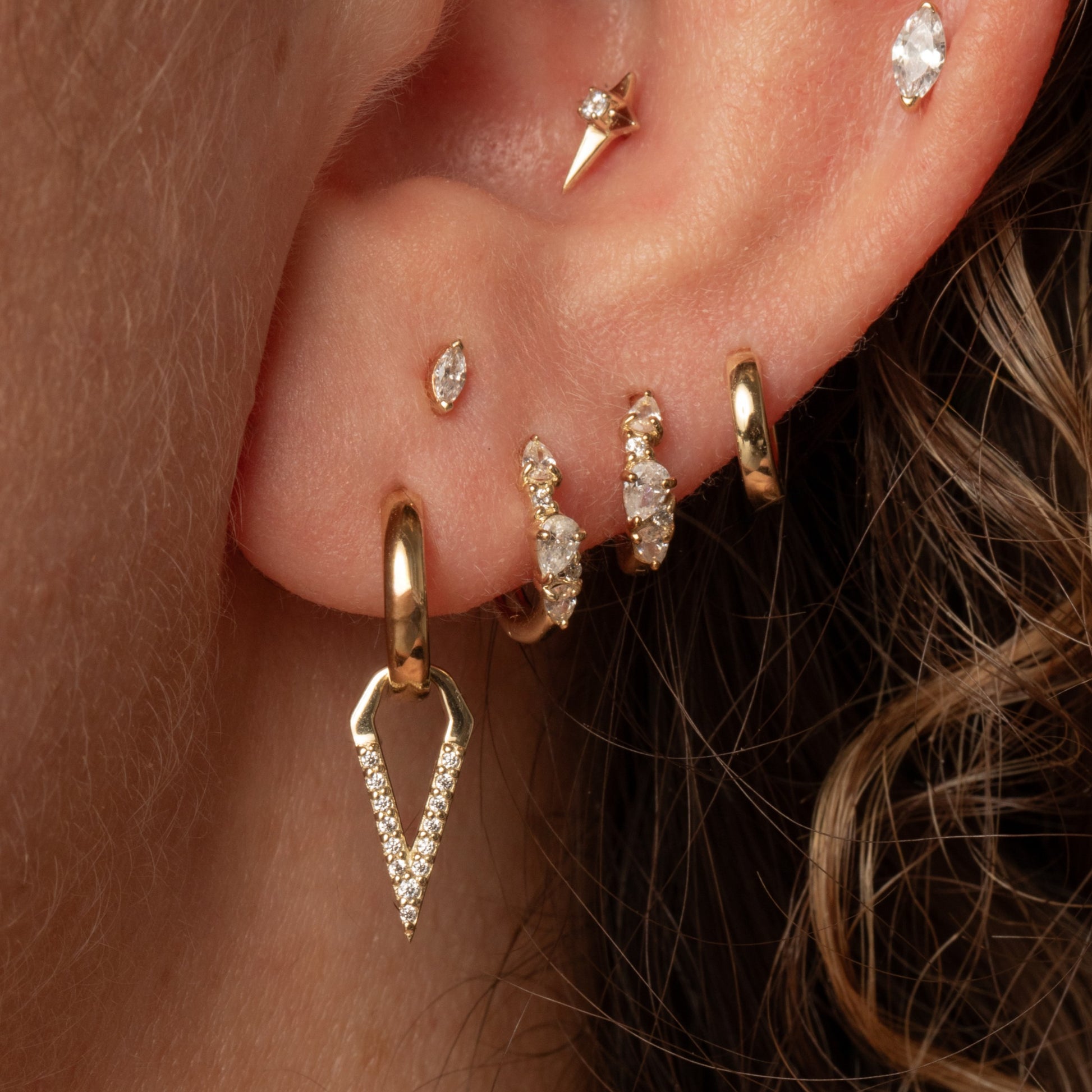 astrid miyu 9k solid yellow gold Adella abstract pear huggie earring 6mm Huggies and Hoops Laura Bond