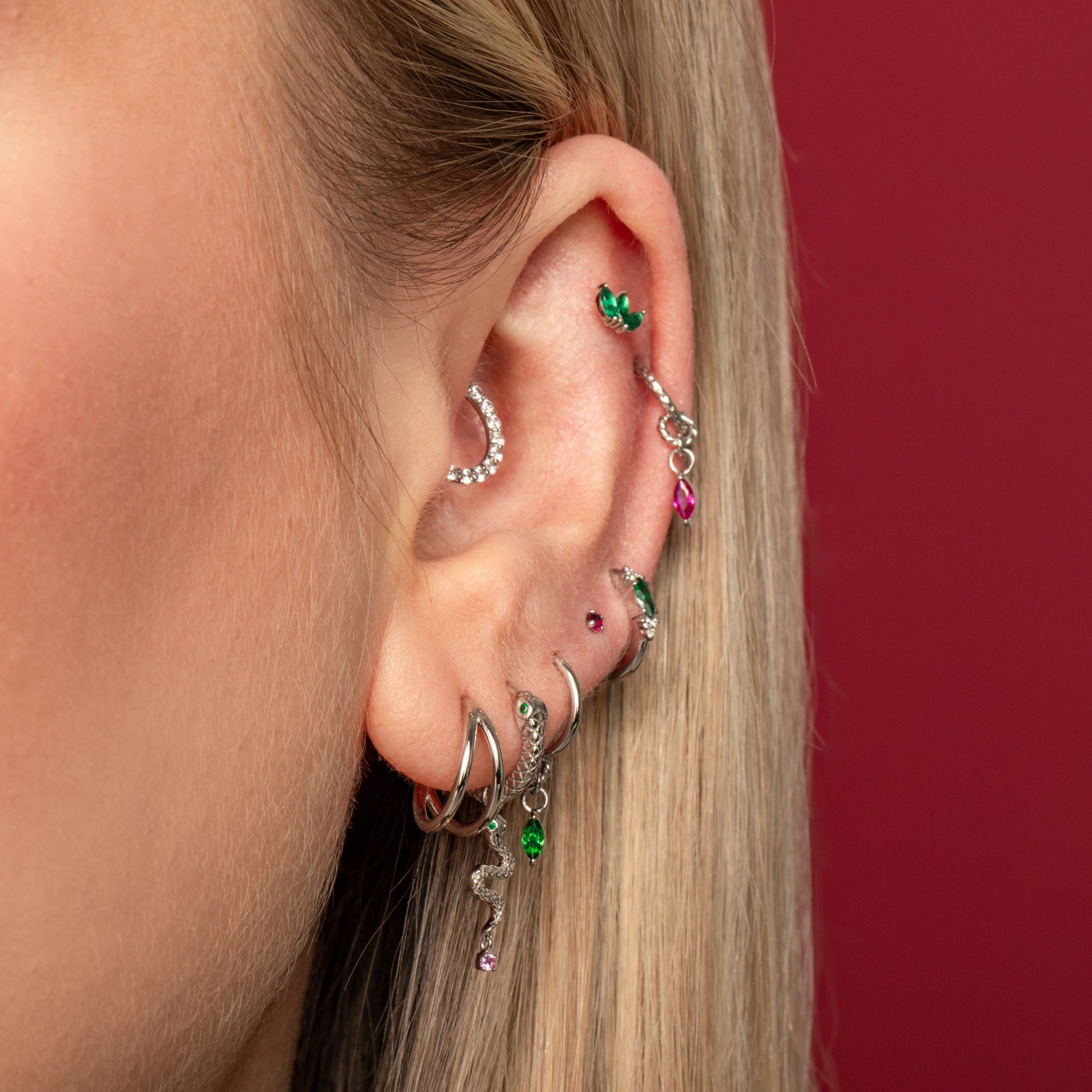 astrid miyu 9k solid white gold twisted Cressida red earring charm Chains and Charms Laura Bond