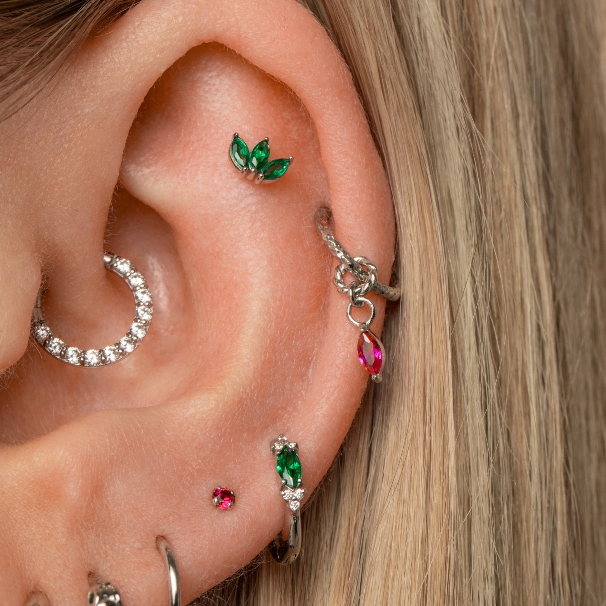 astrid miyu 9k solid white gold twisted Cressida red earring charm Chains and Charms Laura Bond