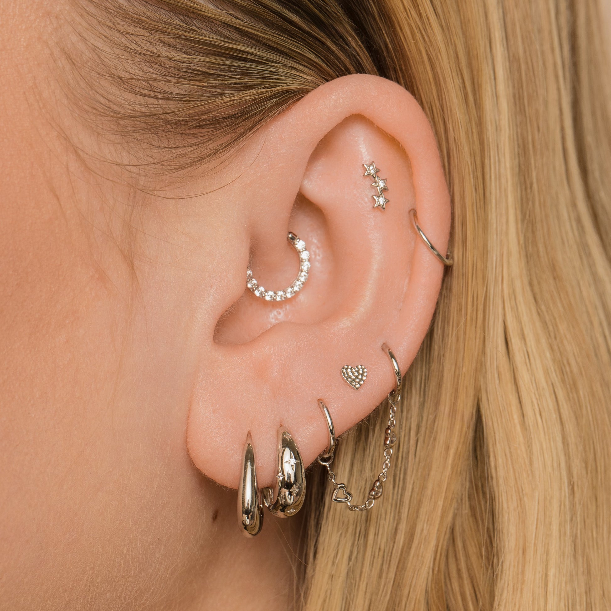 9k solid white gold etoiles flat back labret stud earring 6mm Laura Bond Maria Tash astrid miyu