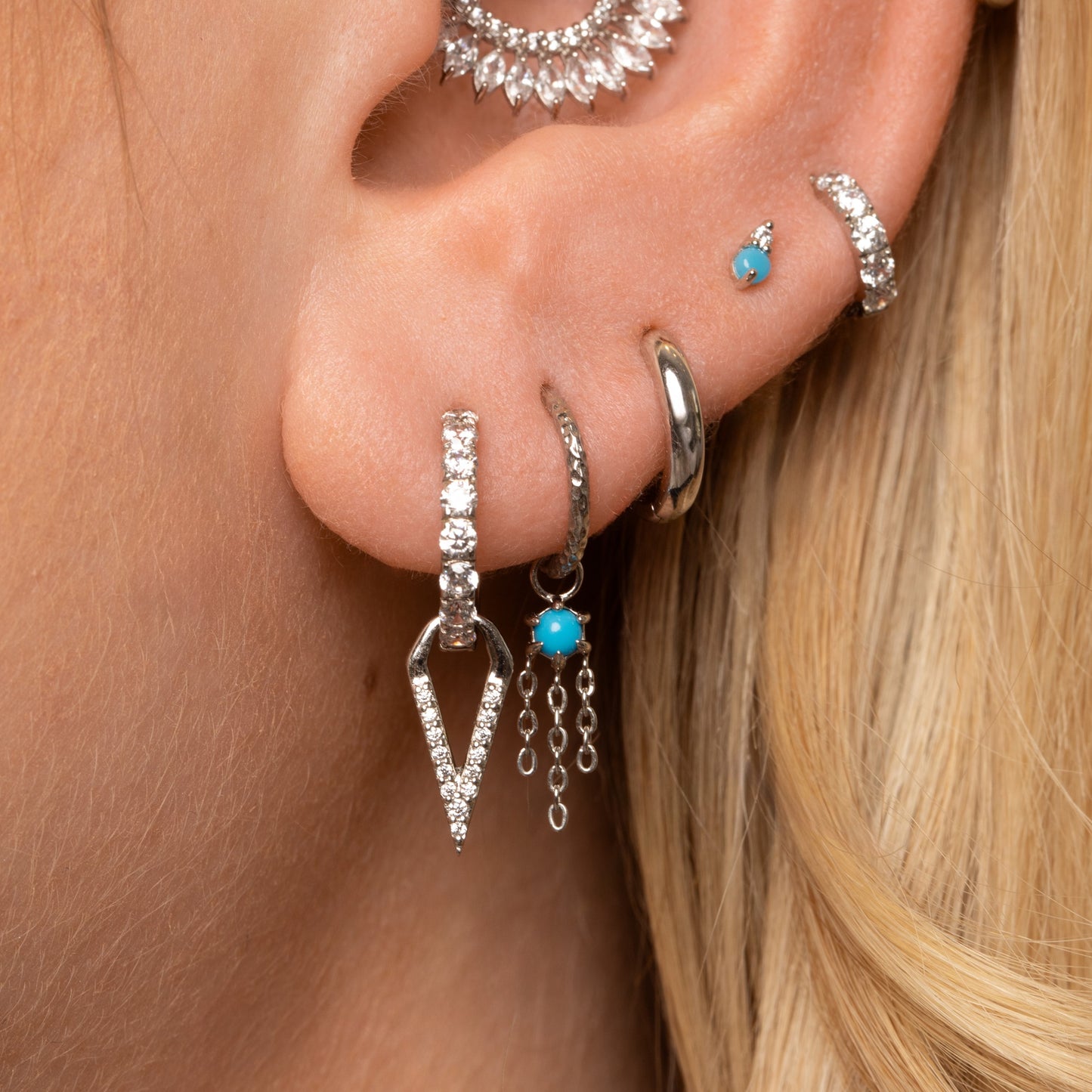 9k solid white gold 8mm 18g hammered texture clicker hoop earring Huggies and Hoops Laura Bond Maria Tash astrid miyu