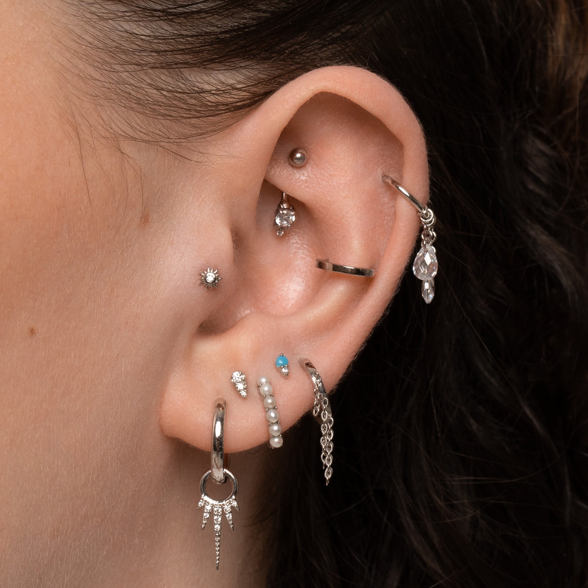 9k solid white gold 7mm 16g oval rook clicker hoop earring – Laura