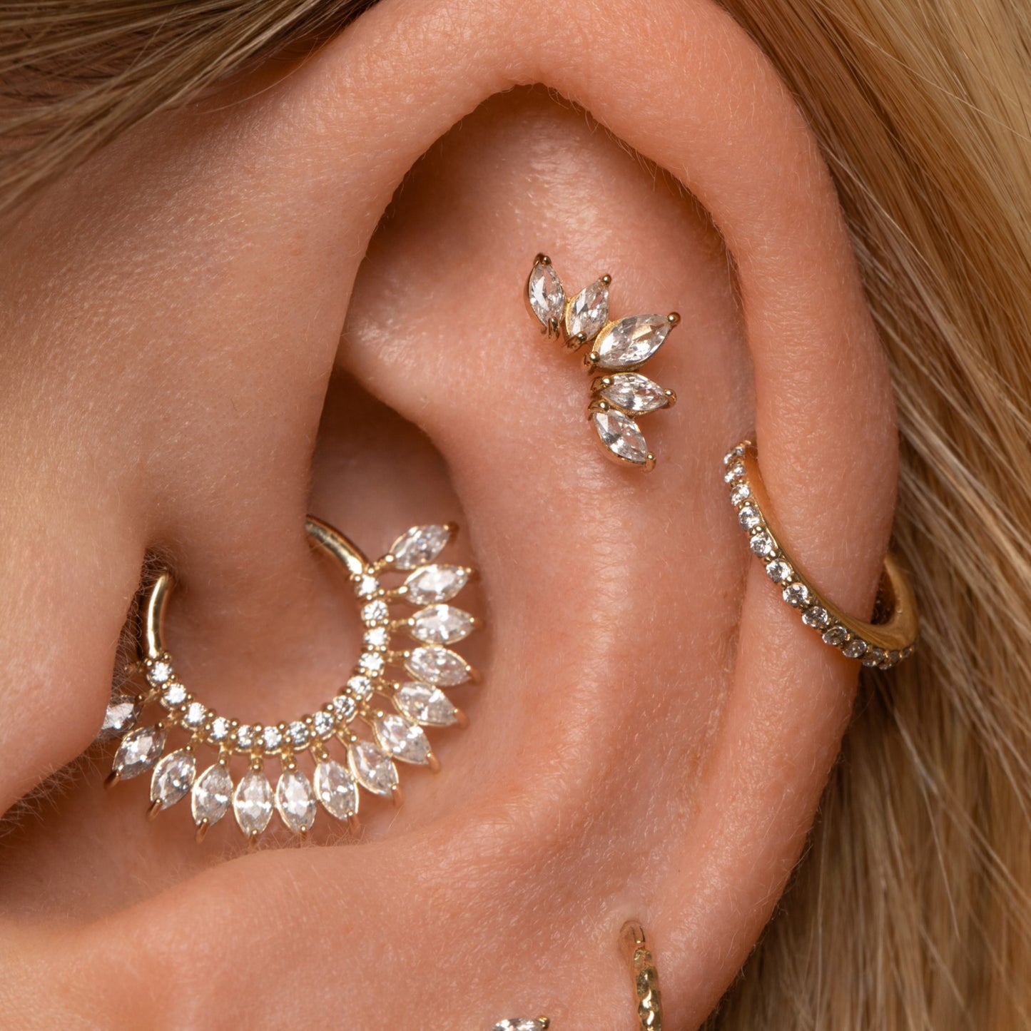 9k solid yellow gold tiara flat back labret stud earring 6mm Cartilage Studs Laura Bond Maria Tash astrid miyu