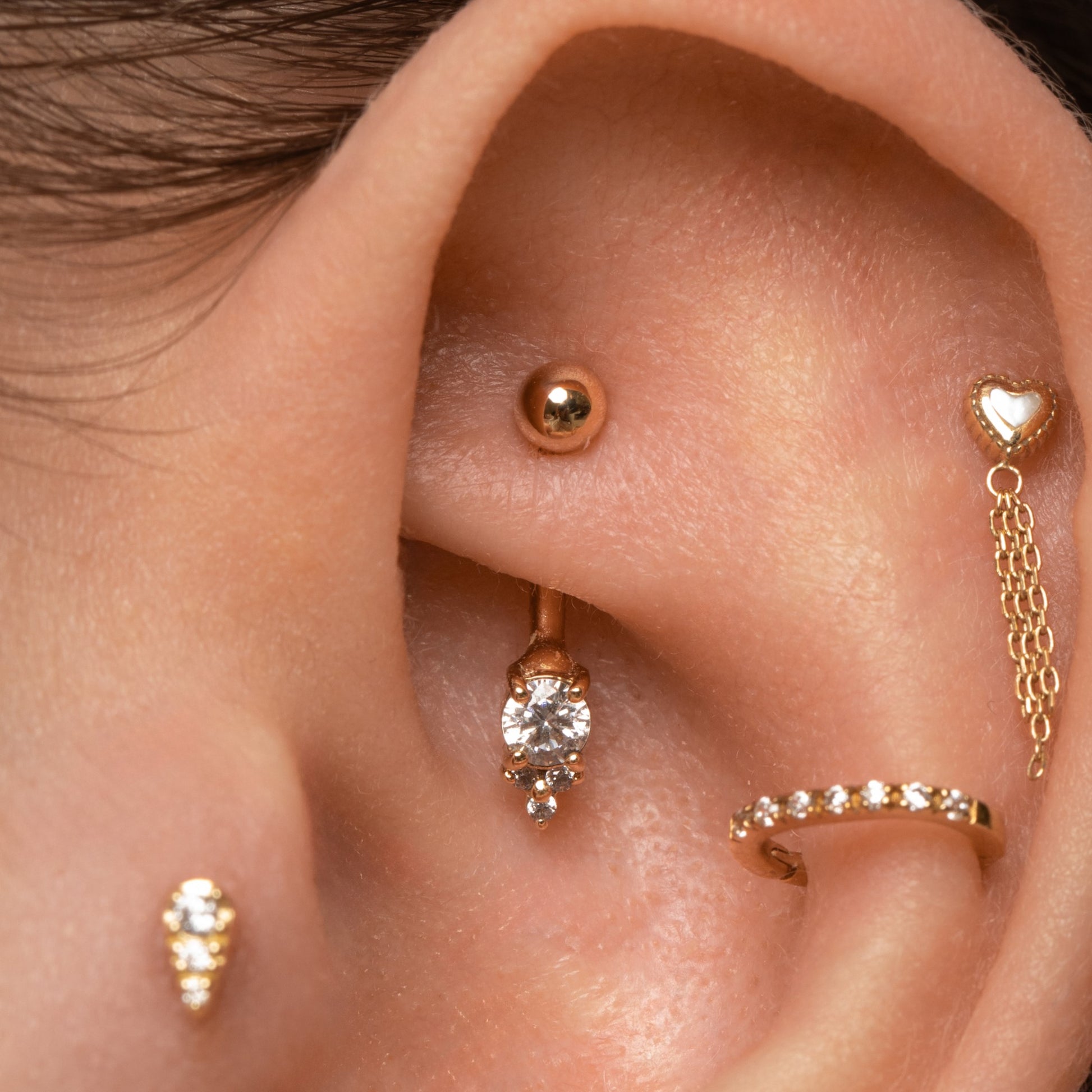 9k solid yellow gold Crystal Cluster banana bar Banana Bars Laura Bond Maria Tash astrid miyu