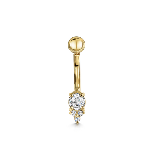 9k solid yellow gold Crystal Cluster banana bar Banana Bars Laura Bond Maria Tash astrid miyu
