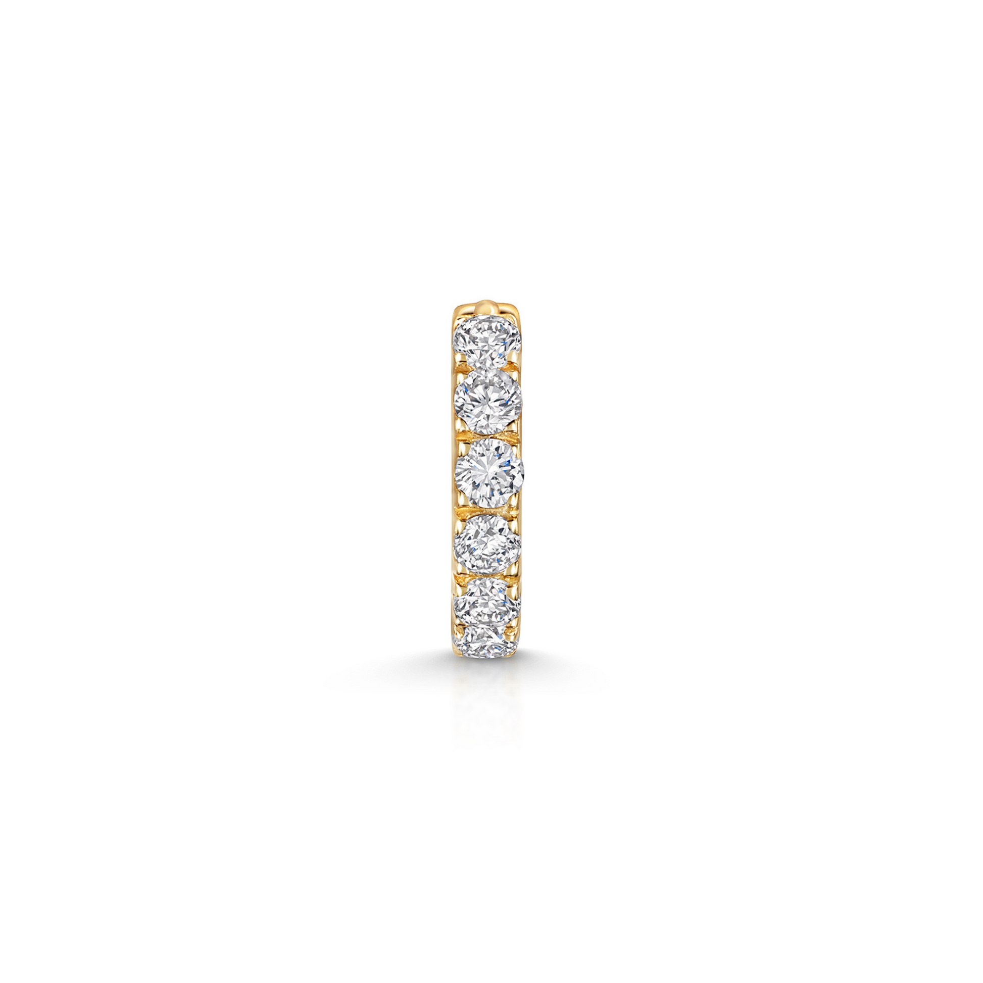 9k solid yellow gold 8mm simple crystal huggie earring Huggies and Hoops Laura Bond Maria Tash