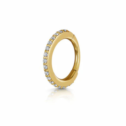 9k solid yellow gold crystal clicker hoop earring Huggies and Hoops Laura Bond Maria Tash astrid miyu