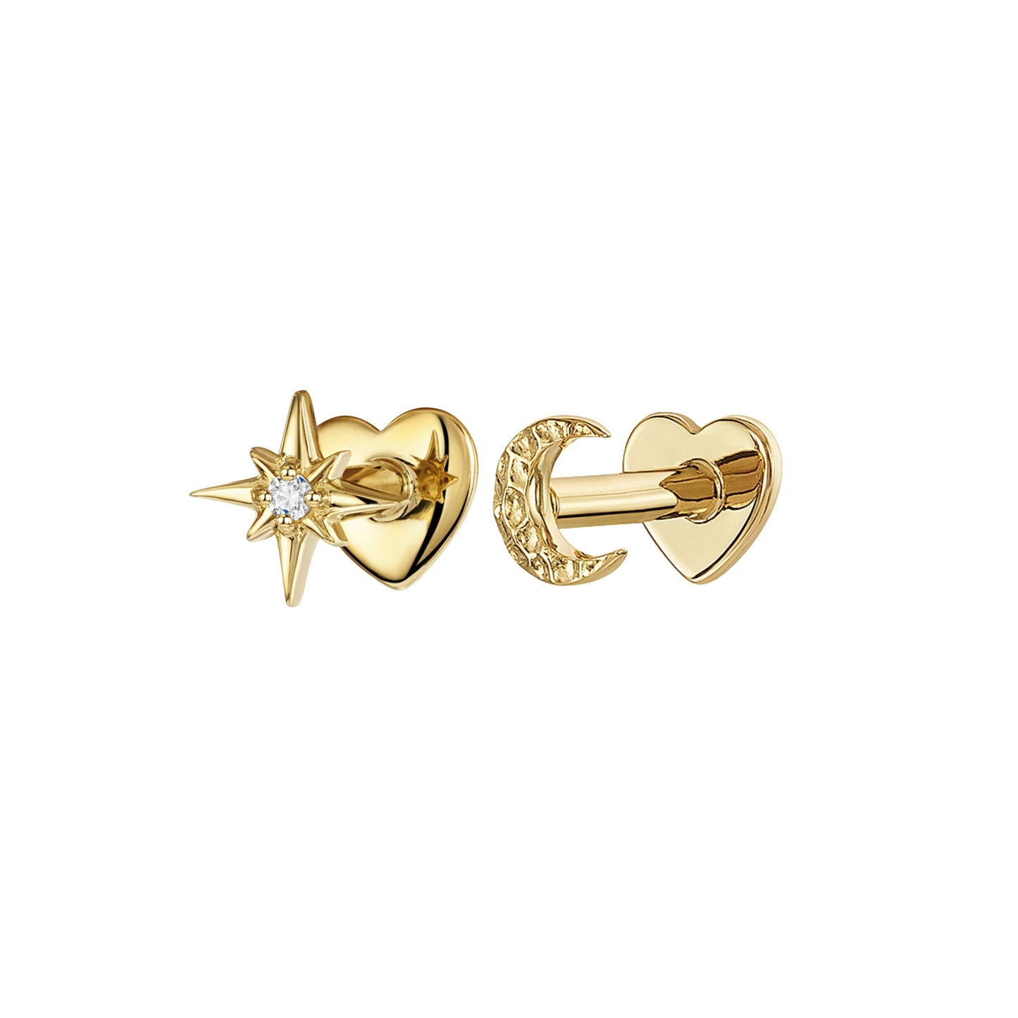 astrid miyu The twilight stacking set - 9k solid yellow gold flat back labret stud earring set Stacking Sets Laura Bond