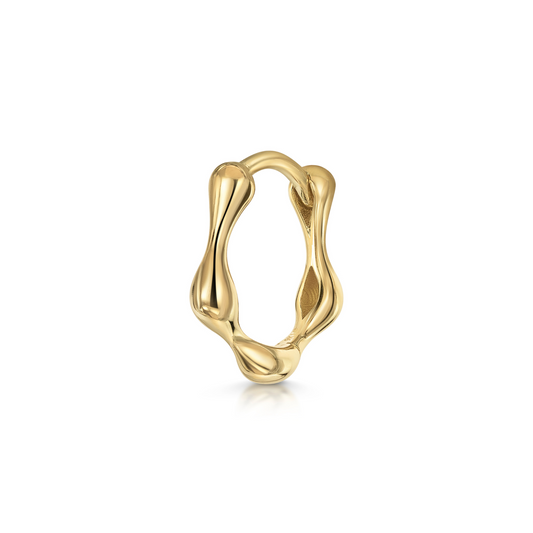9k solid yellow gold Wave huggie hoop earring 8mm Huggies and Hoops Laura Bond Maria Tash astrid miyu