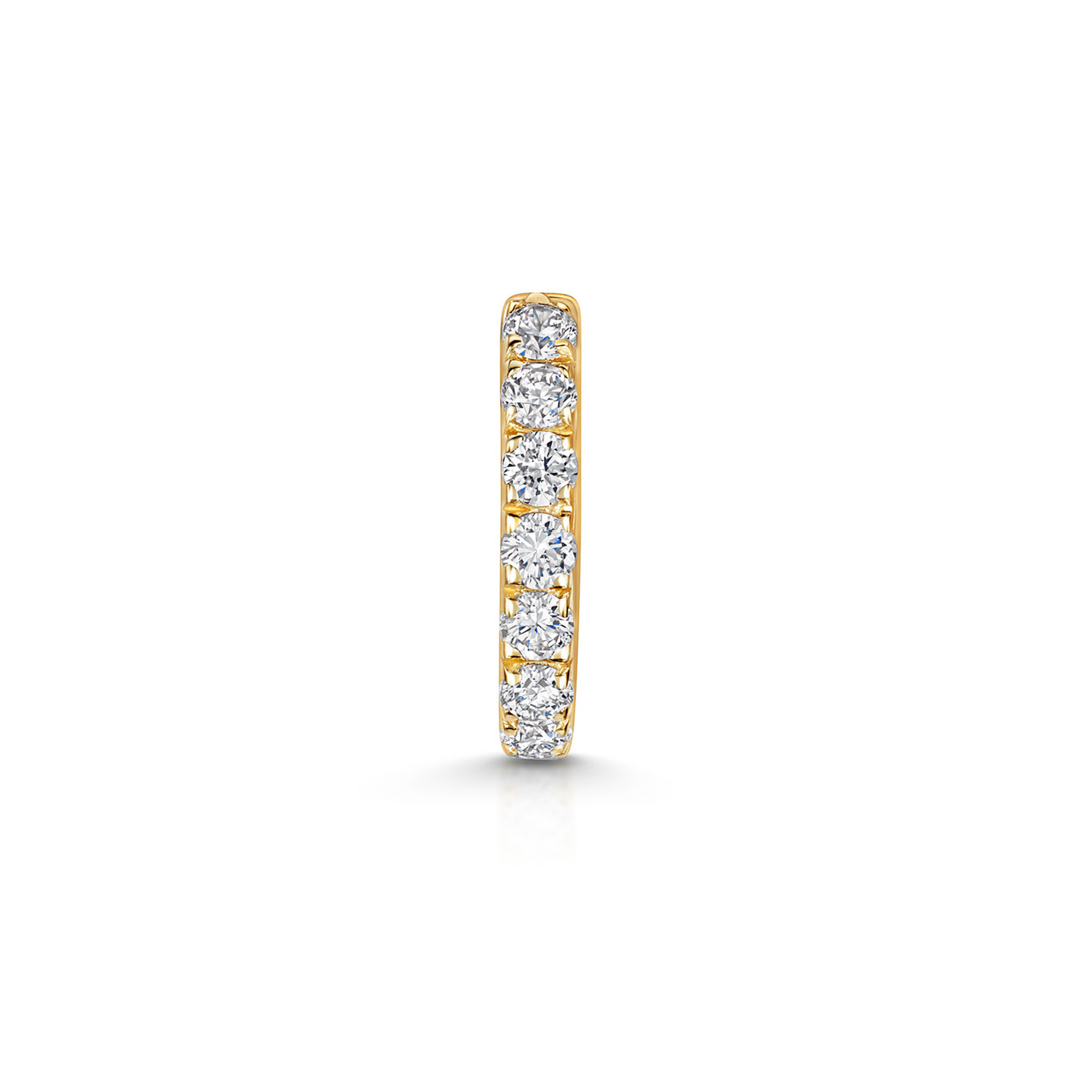 9k solid yellow gold 10mm simple crystal huggie earring