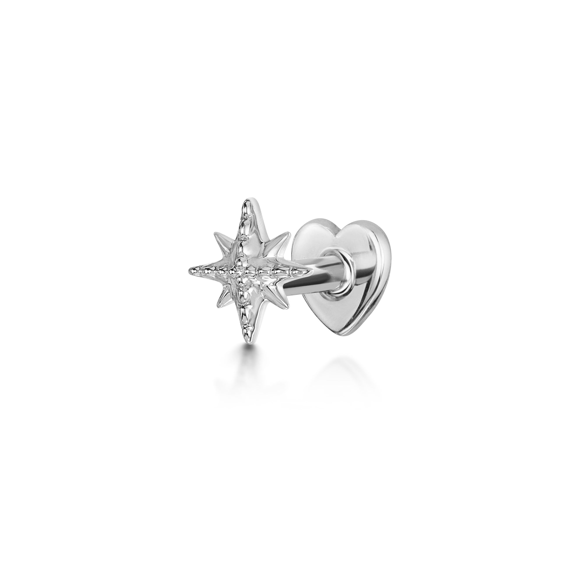 14k solid white gold beaded North Star flat back labret stud earring Cartilage Studs Laura Bond Maria Tash