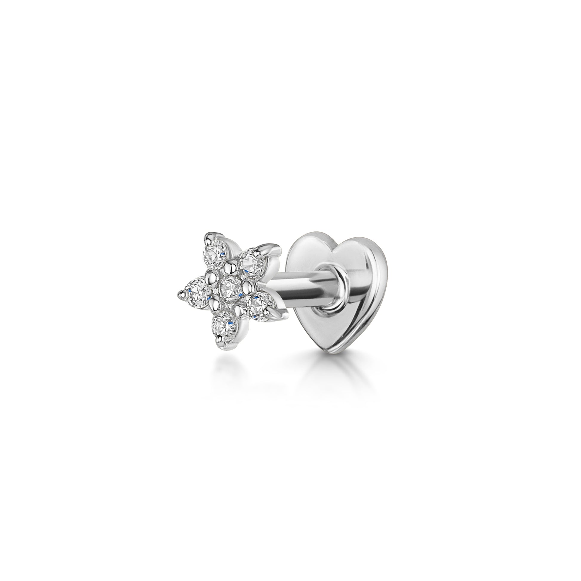 14k solid white gold dainty Daisy flat back labret stud earring Cartilage Studs Laura Bond Maria Tash