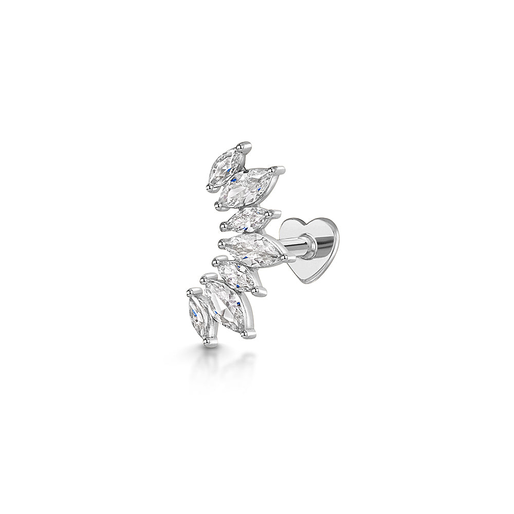 9k solid white gold Empress flat back labret stud earring 6mm Cartilage Studs Laura Bond Maria Tash astrid miyu