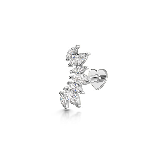14k solid white gold Empress flat back labret stud earring 8mm Cartilage Studs Laura Bond Maria Tash astrid miyu
