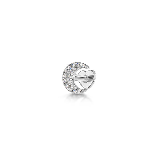 9k solid white gold Midnight moon flat back labret stud 6mm Cartilage Studs Laura Bond Maria Tash astrid miyu