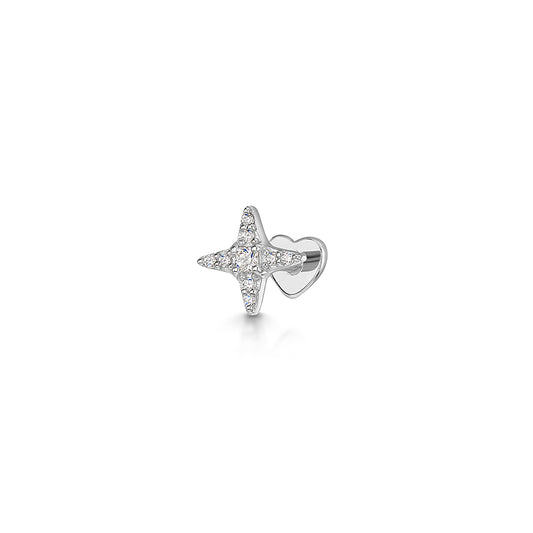 9k solid white gold Natal star flat back labret stud 6mm Cartilage Studs Laura Bond Maria Tash astrid miyu