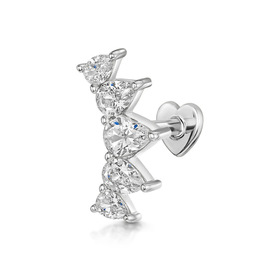 14k solid white gold pear crown flat back labret stud earring Cartilage Studs Laura Bond Maria Tash astrid miyu