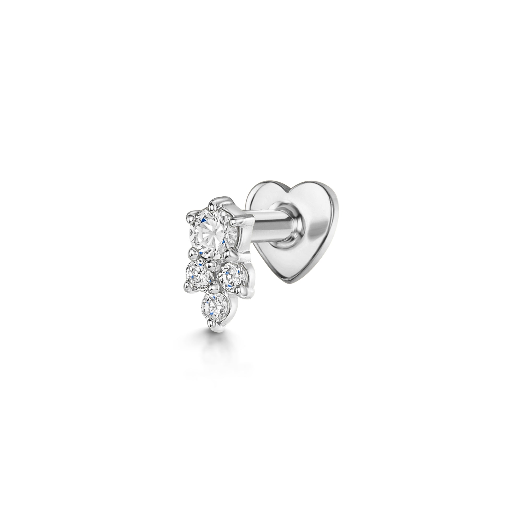 9k solid white gold trio cluster flat back labret stud earring Cartilage Studs Laura Bond Maria Tash