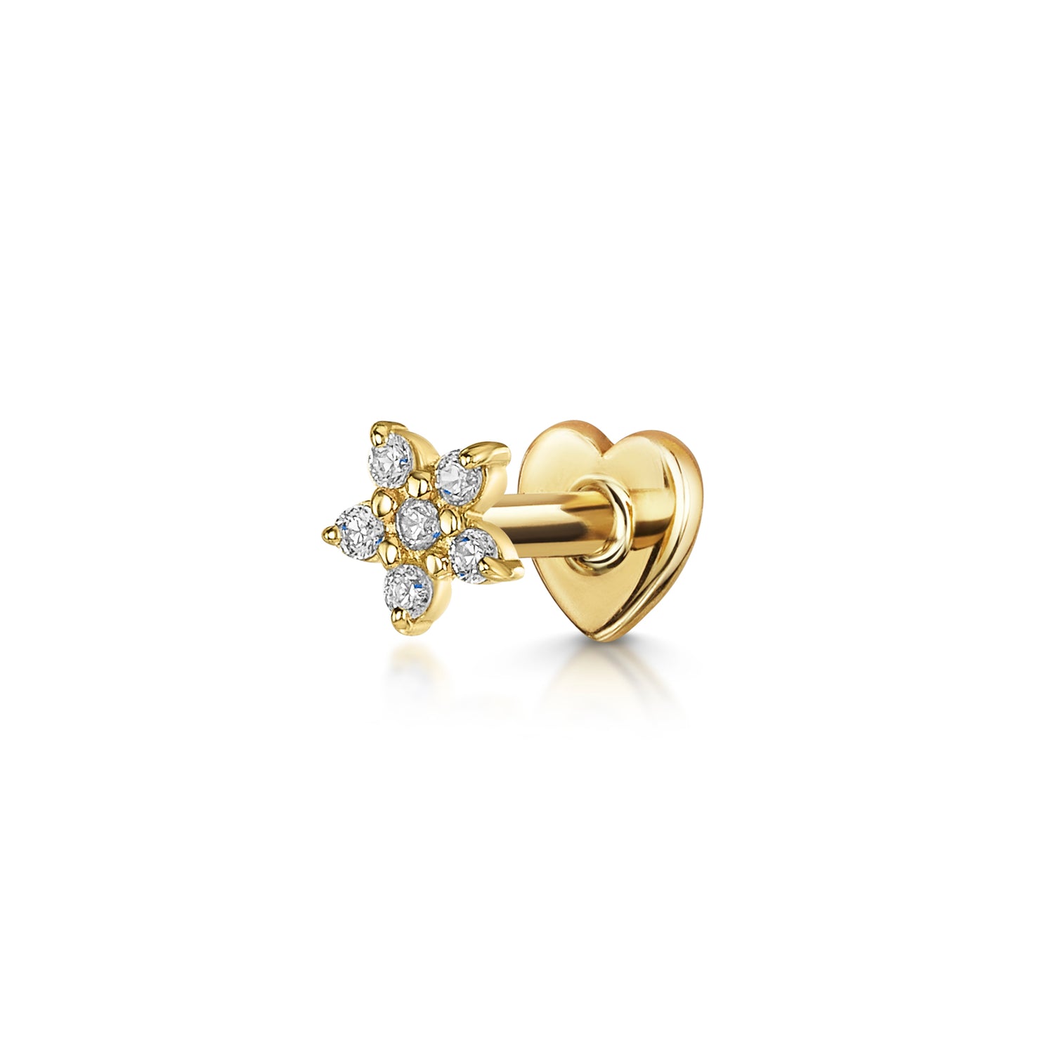 14k solid yellow gold dainty Daisy flat back labret stud earring Cartilage Studs Laura Bond Maria Tash astrid miyu