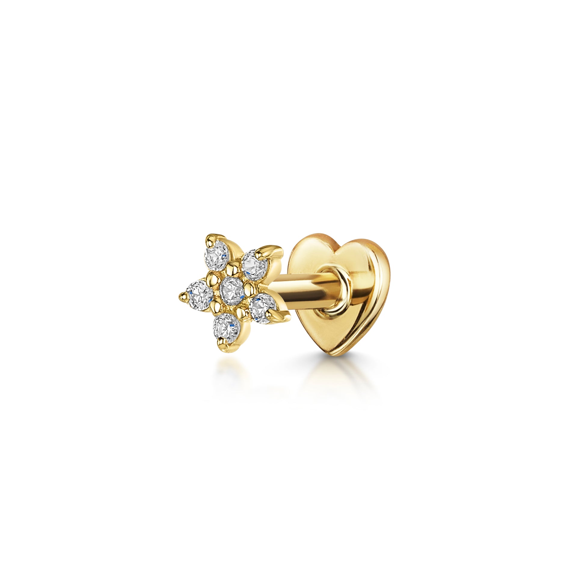 14k solid yellow gold dainty Daisy flat back labret stud earring Cartilage Studs Laura Bond Maria Tash
