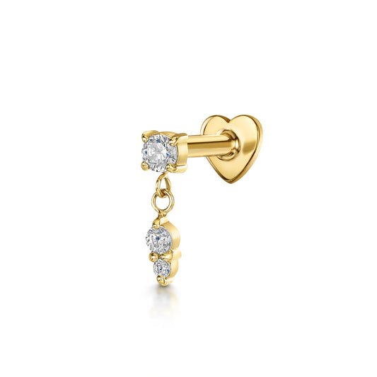 14k solid yellow gold Drops of Jupiter flat back labret stud earring Cartilage Studs Laura Bond Maria Tash