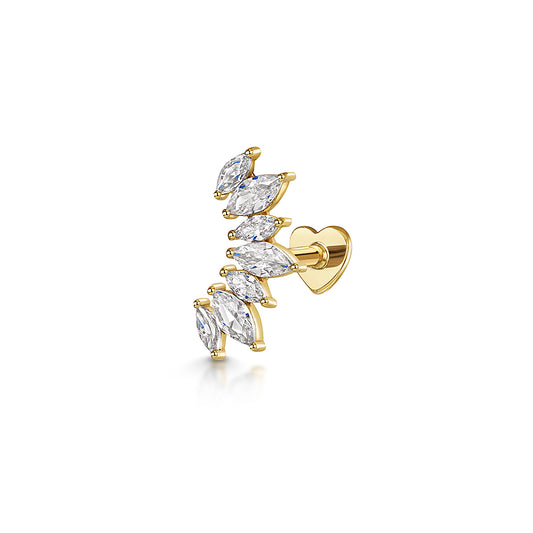 9k solid yellow gold Empress flat back labret stud earring 6mm Cartilage Studs Laura Bond Maria Tash astrid miyu