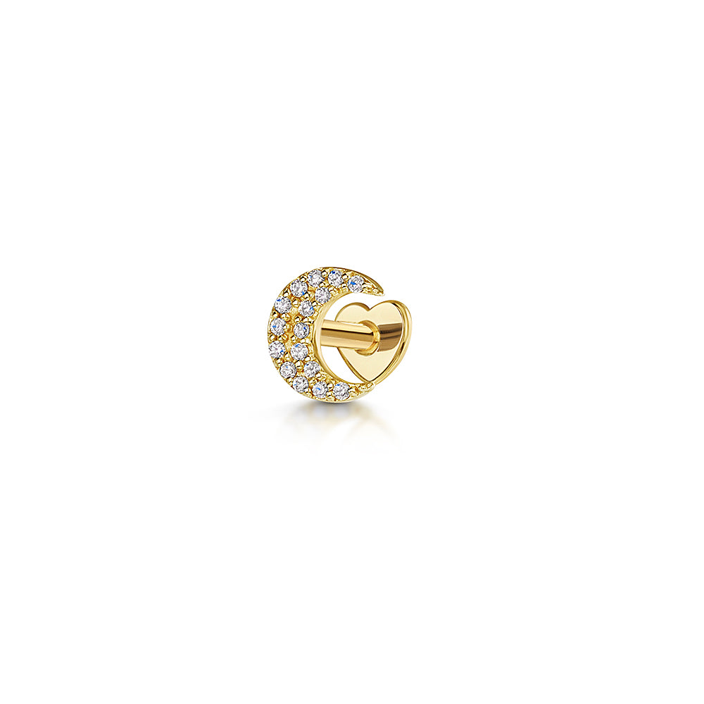 9k solid yellow gold Midnight moon flat back labret stud 6mm Cartilage Studs Laura Bond Maria Tash astrid miyu