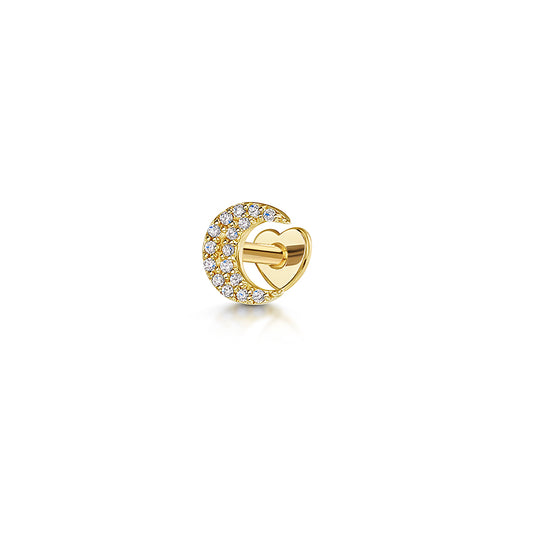 14k solid yellow gold Midnight moon flat back labret stud 8mm Cartilage Studs Laura Bond Maria Tash astrid miyu