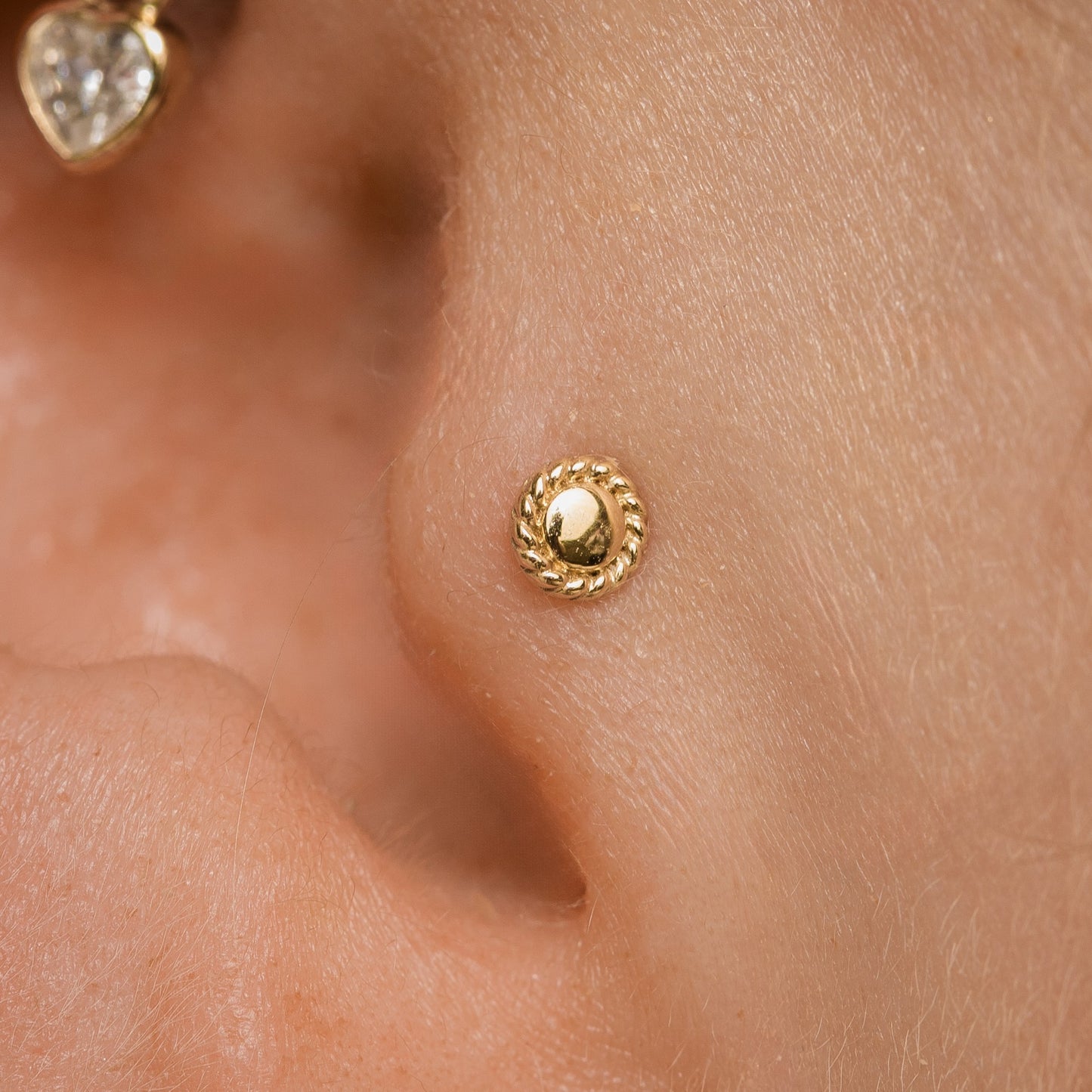 astrid miyu 9k solid yellow gold mini Bouton flat back labret stud earring 6mm Cartilage Studs Laura Bond