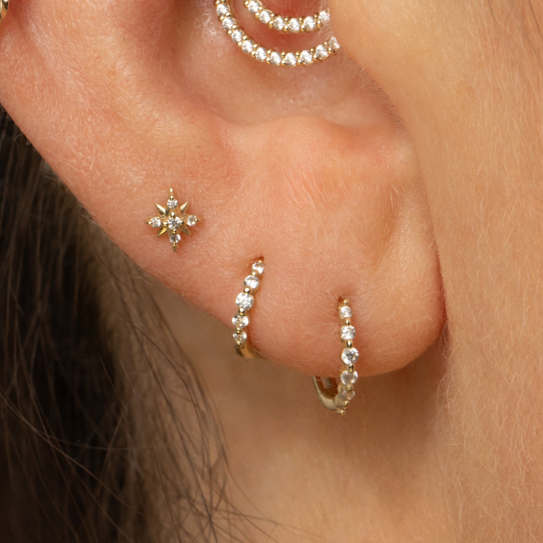 9k solid yellow gold Stella North Star flat back labret stud earring Cartilage Studs Laura Bond Maria Tash astrid miyu