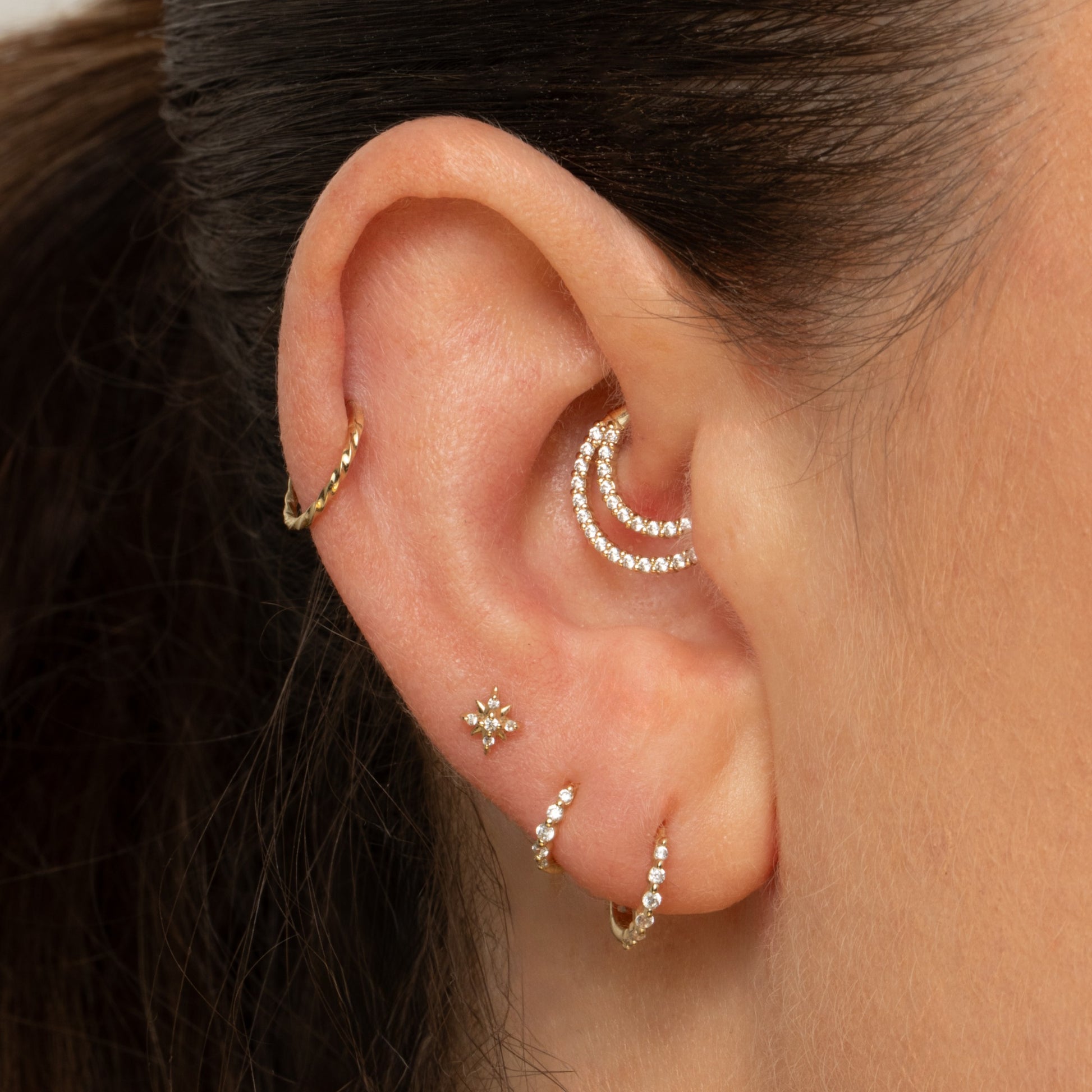 9k solid yellow gold Stella North Star flat back labret stud earring Cartilage Studs Laura Bond Maria Tash astrid miyu