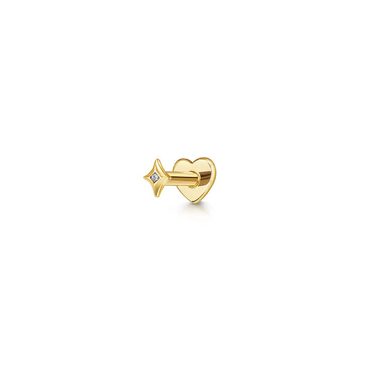14k solid yellow gold tiny Glow flat back labret stud earring 8mm Cartilage Studs Laura Bond Maria Tash