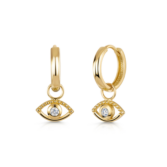 9k solid yellow gold Sateria huggie earring pair