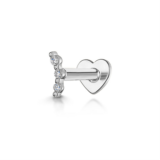 9k solid white gold tiny pixie flat back labret stud earring 6mm Cartilage Studs Laura Bond Maria Tash astrid miyu