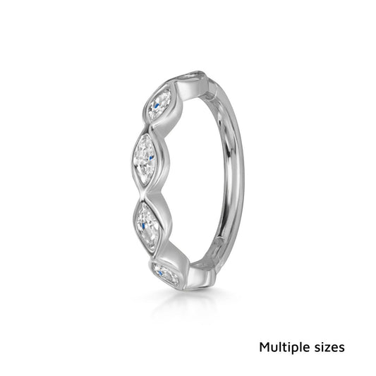 14k solid white gold 16g marquise crystal clicker hoop earring Huggies and Hoops Laura Bond Maria Tash astrid miyu