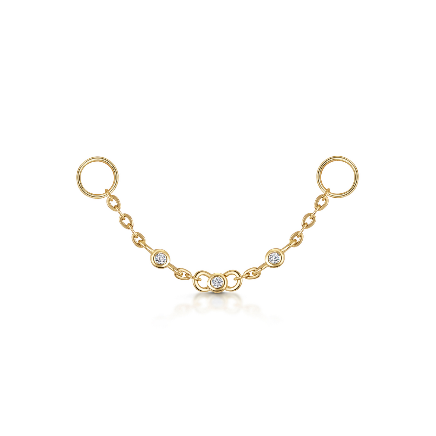 9k solid yellow gold triple crystal chain charm