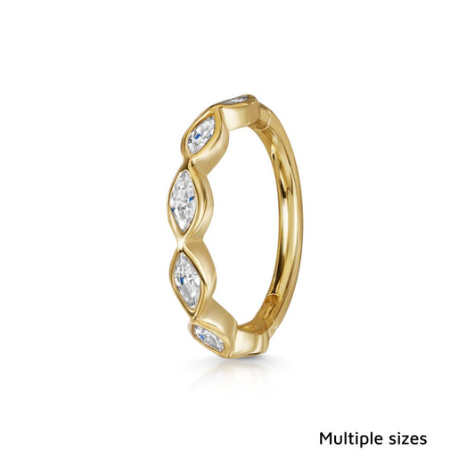 14k solid yellow gold 16g marquise crystal clicker hoop earring Huggies and Hoops Laura Bond Maria Tash astrid miyu