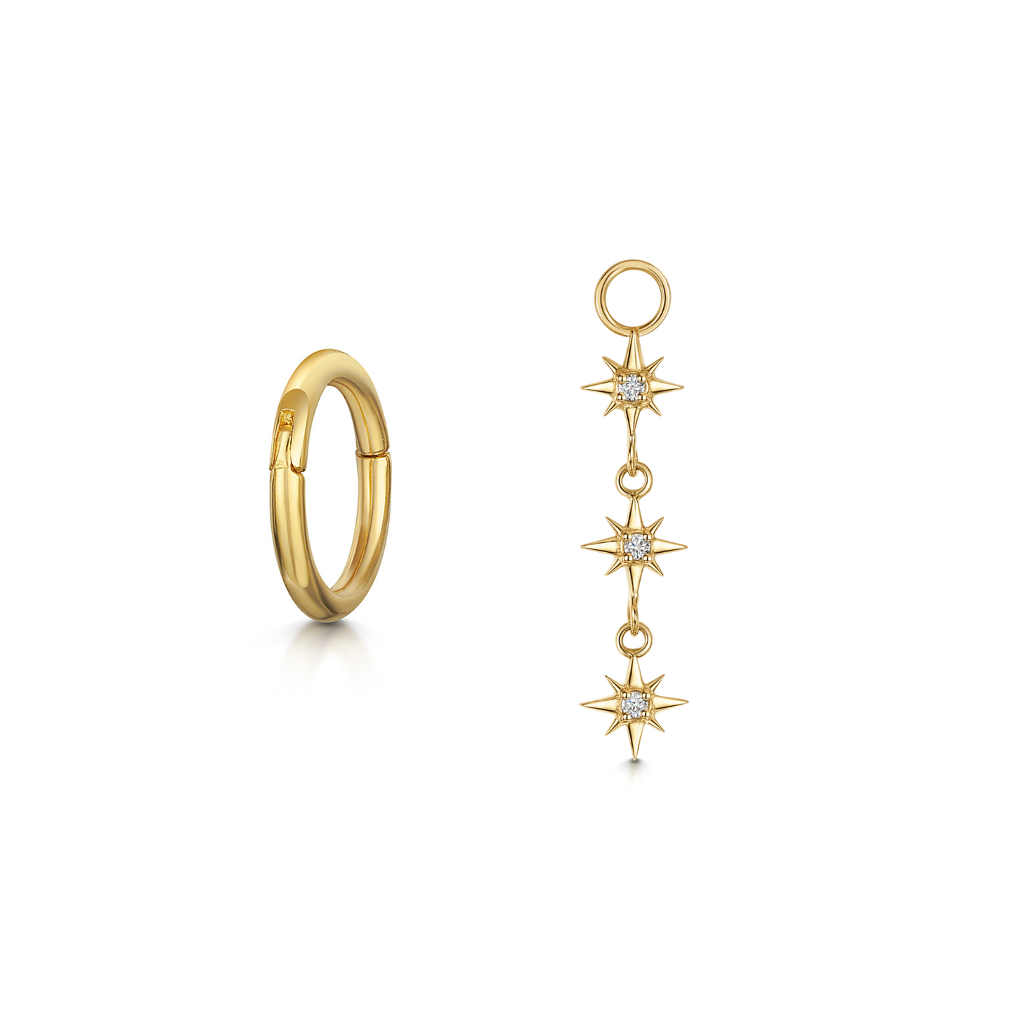 astrid miyu 9k solid yellow gold 6mm 16g clicker hoop earring with North Star charm Huggies and Hoops Laura Bond