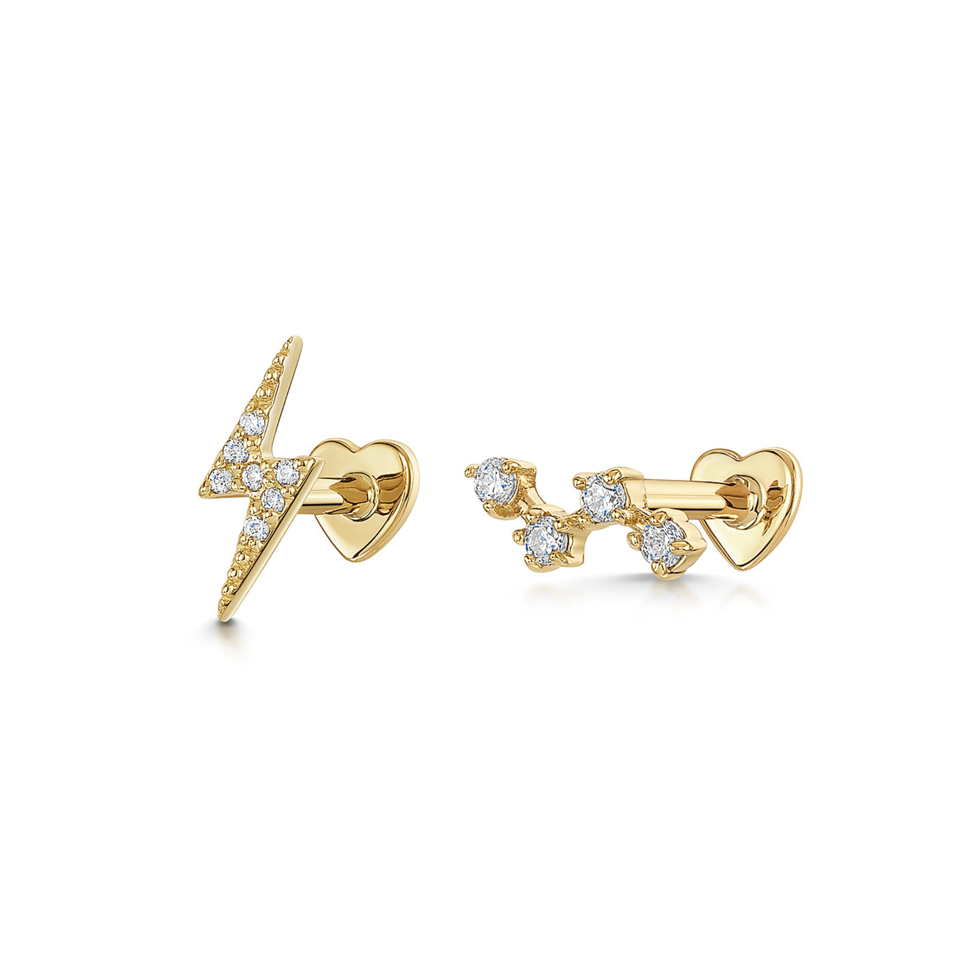 astrid miyu The starlight stacking set - 9k solid yellow gold flat back labret stud earring set Stacking Sets Laura Bond